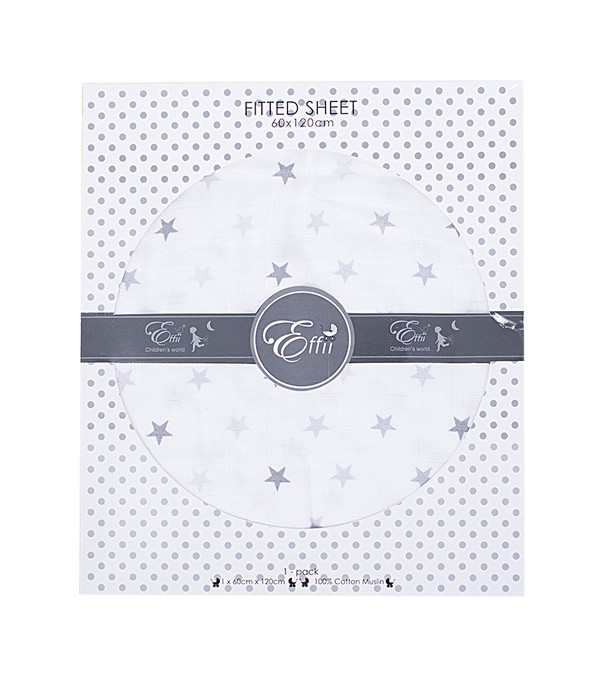 Prześcieradło muślinowe Gwiazdki 60x120