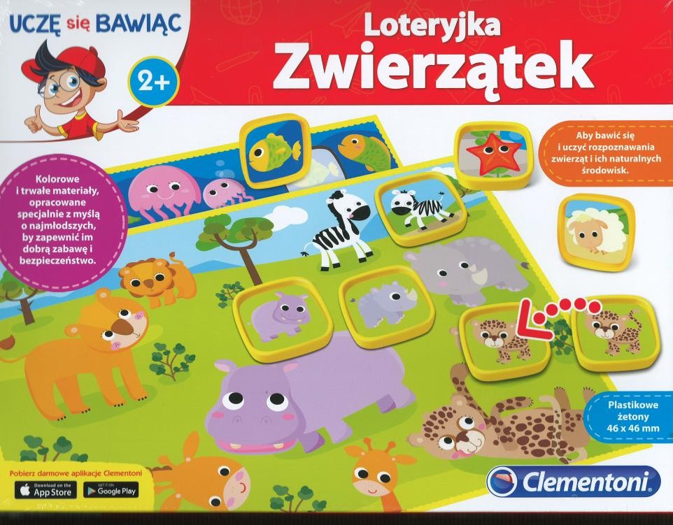 Clementoni Loteryjka Zwierzątek 2+ Edukacyjna Gra