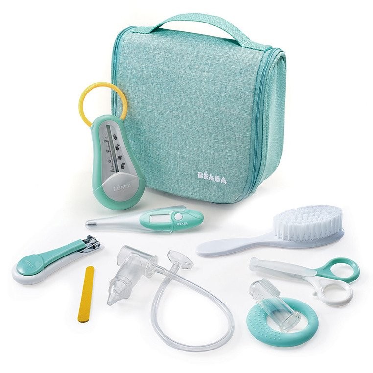 Beaba, Kosmetyczka z 9 akcesoriami do pielęgnacji niemowląt mint