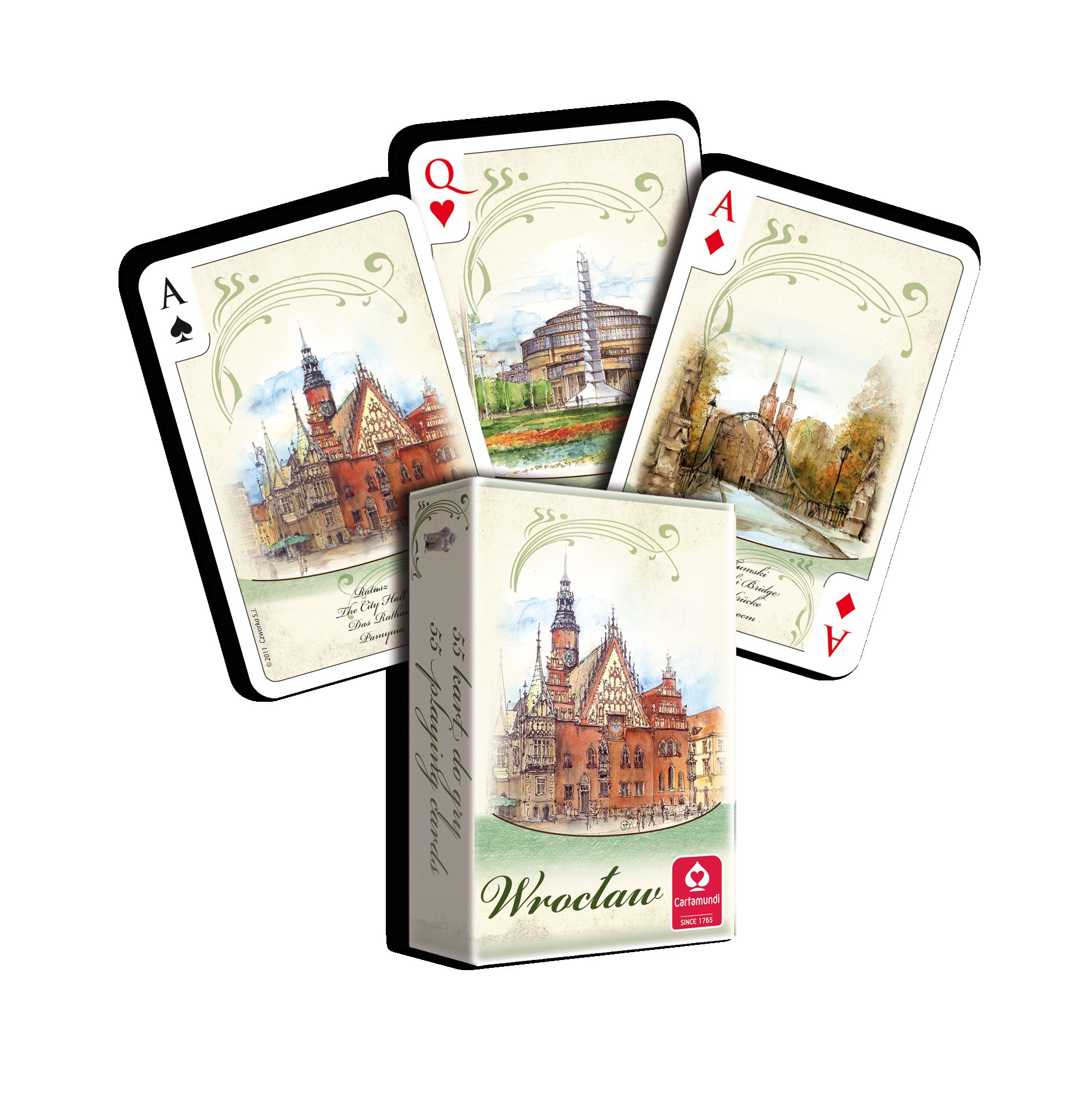 Karty do gry wrocław akwarele talia 55 kart