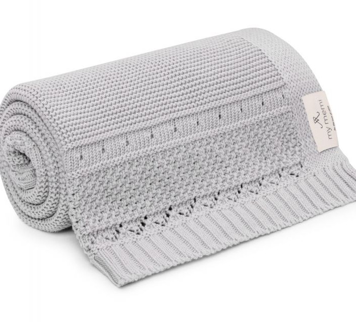 My Memi Kocyk Bawełna Organiczna 80x100 Jasnoszary 0+