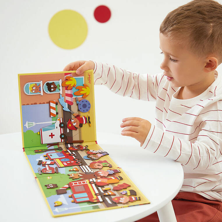 Janod Magnetyczna układanka Magneti'stories Strażacy 3+ | 30 elementów