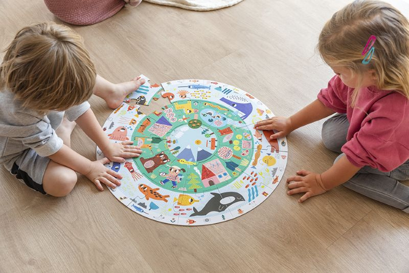 Okrągłe puzzle dla dzieci XXL Odkryj zwierzęta Goula