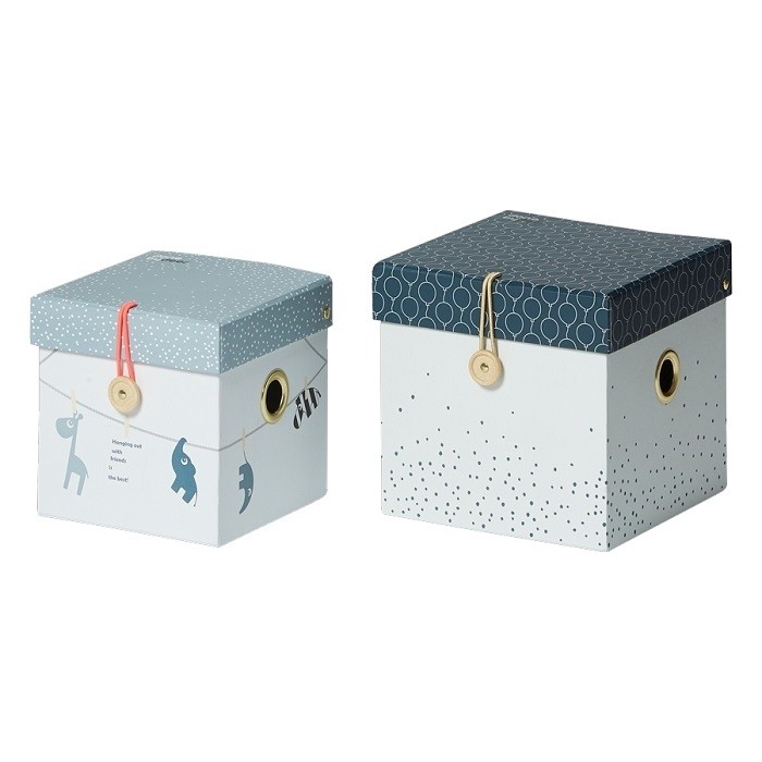 Done by Deer Pudełka Małe 2 szt. Blue - Organizacja Pokoju Dziecięcego