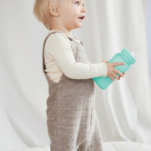 Everyday Baby, Szklany bidon ze słomką 240 ml - miętowy