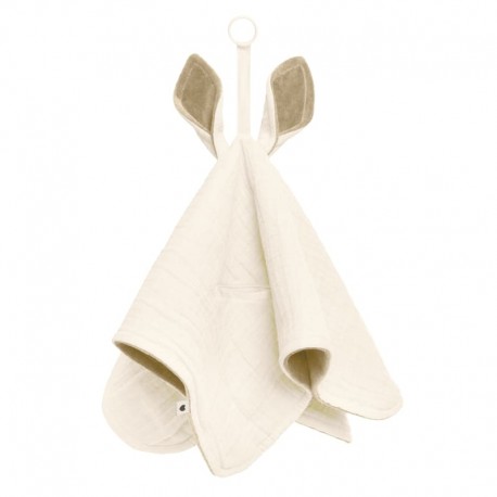 Bibs, Cuddle Cloth Kangaroo, Pieluszka przytulanka z zawieszką na smoczek -  Ivory
