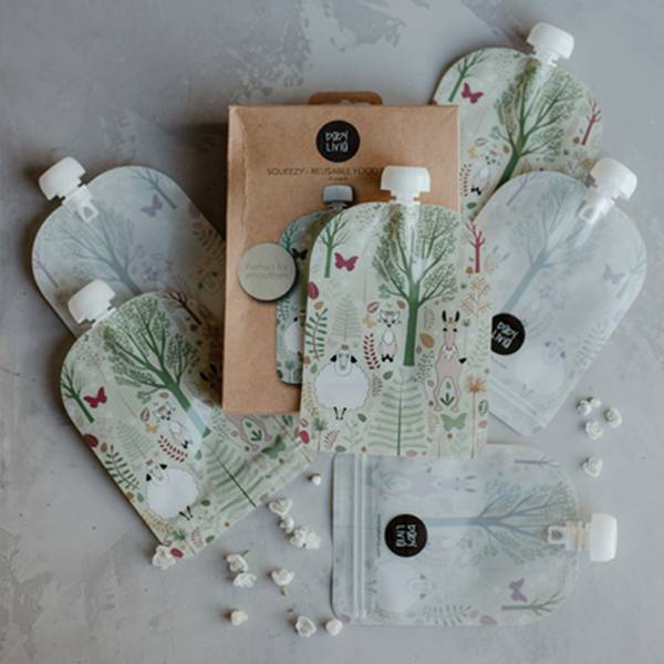 Baby Livia Wielorazowe Saszetki na Pokarm Forest 6szt 6m+