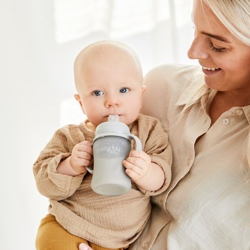 Everyday Baby Butelka Szklana z Ustnikiem 150 ml Szara 6m+