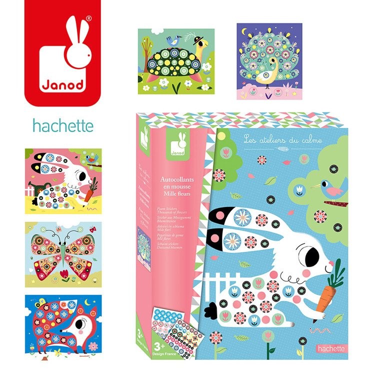 Janod Zestaw Piankowe Naklejki Kwieciste Zwierzątka 3+
