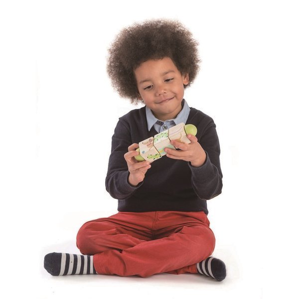 Tender Leaf Toys, Drewniana układanka, twist - Zwierzątka