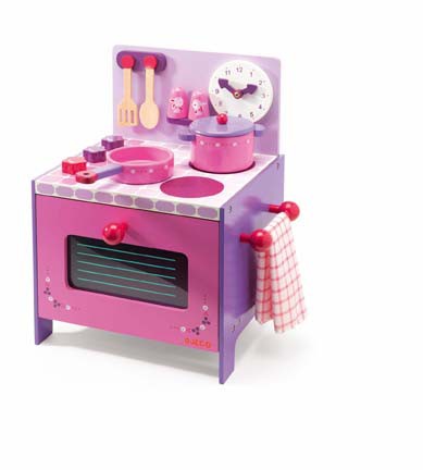 Djeco Drewniana Kuchenka Fioletowo-Różowa 4+