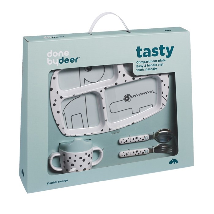 Sebra Dots Zestaw Obiadowy Niebieski 6m+