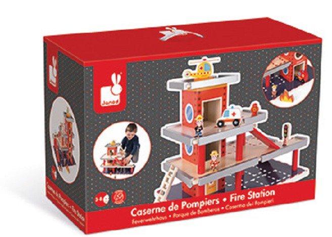 Janod Remiza Garaż Drewniany z Akcesoriami 3+