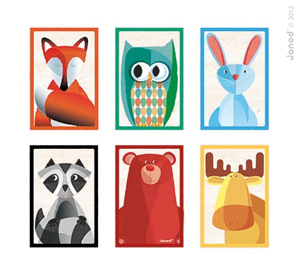 Janod Klocki Puzzle Baby Forest 6 el. 1+