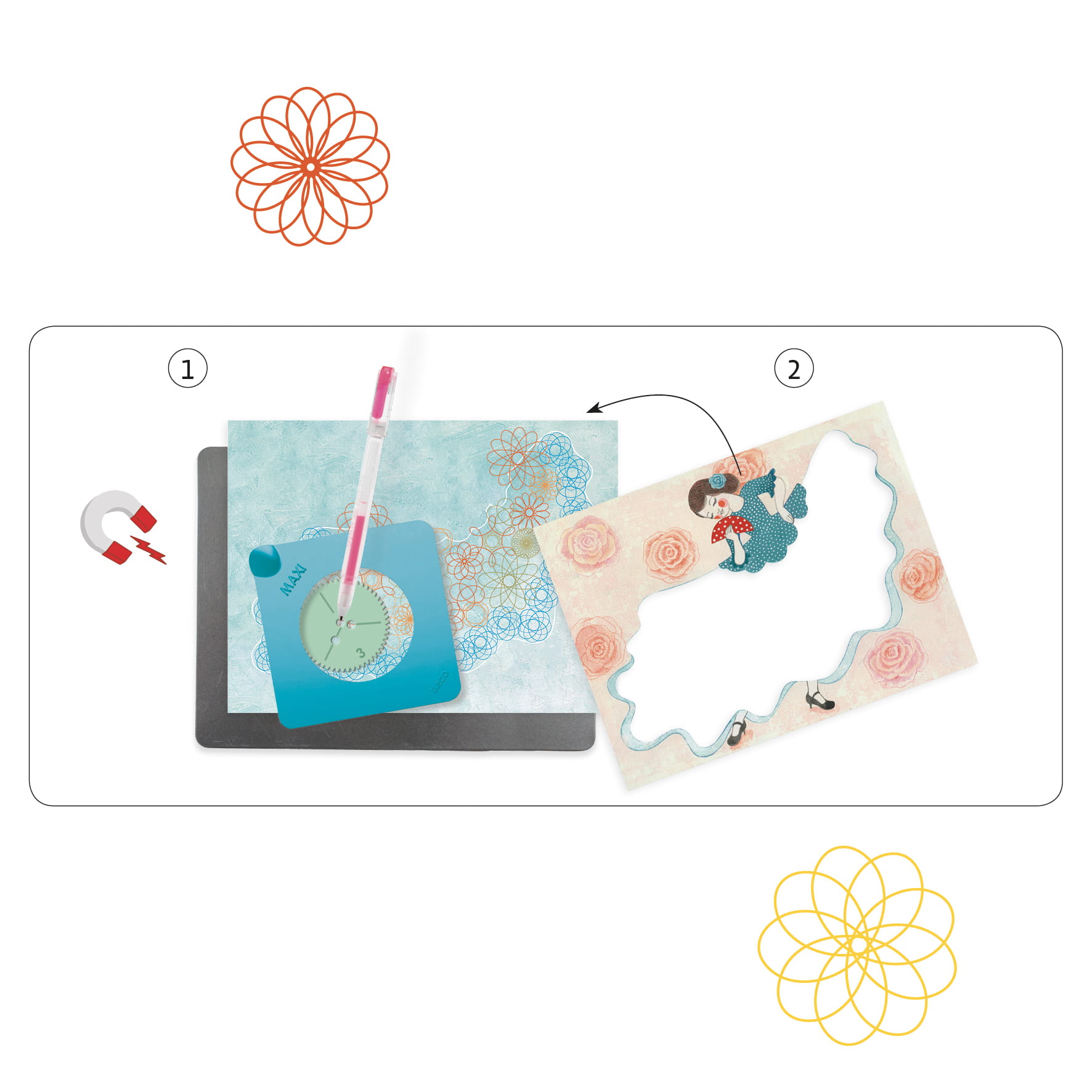 Djeco Zestaw Artystyczny Spirale Wzory Sukienek 6+