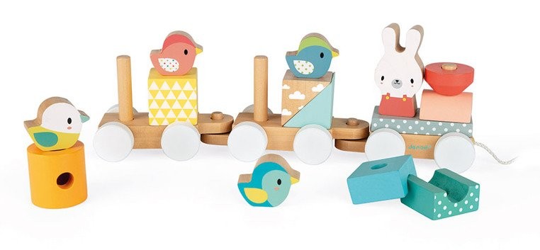 Janod Pociąg z Klockami do Ciągnięcia Pure 12m+