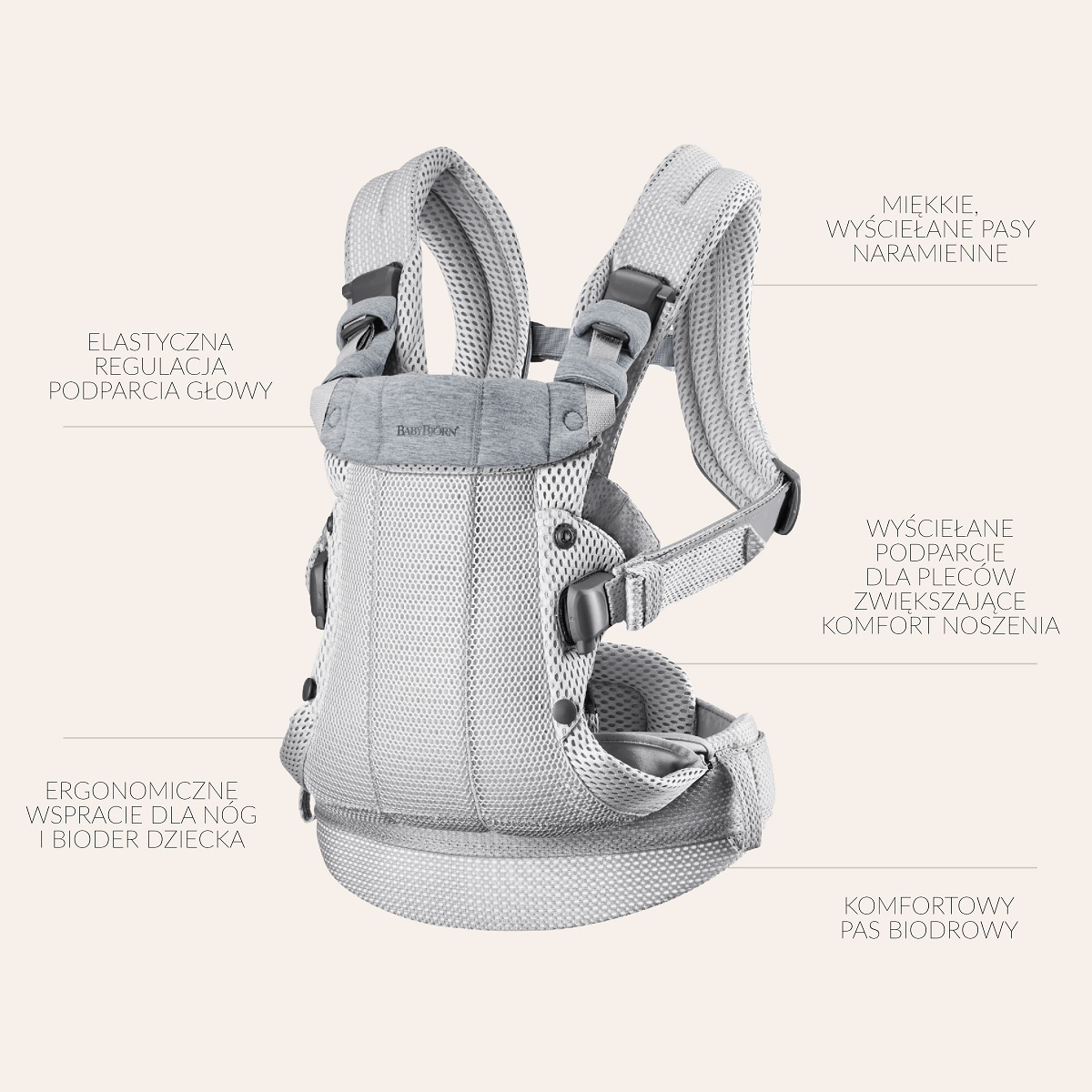 BabyBjorn Nosidełko Harmony 3D Mesh Kremowe 0–3