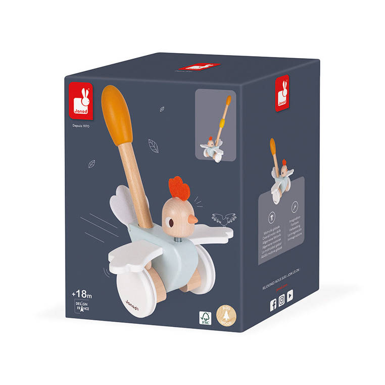 Janod, Drewniany pchacz kurka 18 m+