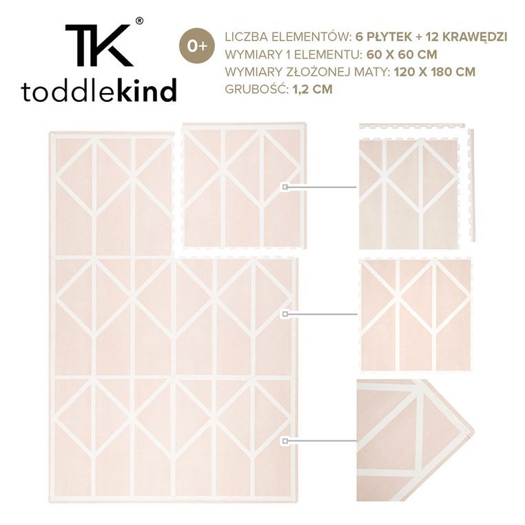 Toddlekind Mata Piankowa Puzzle Nordic Vintage Nude Pink 120x180cm