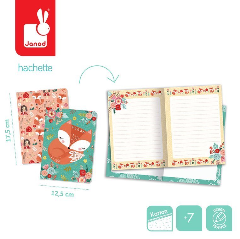 Janod Miękki notesik lisek/jednorożec 7+ lat