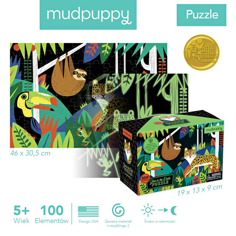 MUDPUPPY Puzzle Świecące Las Tropikalny 100el 3+