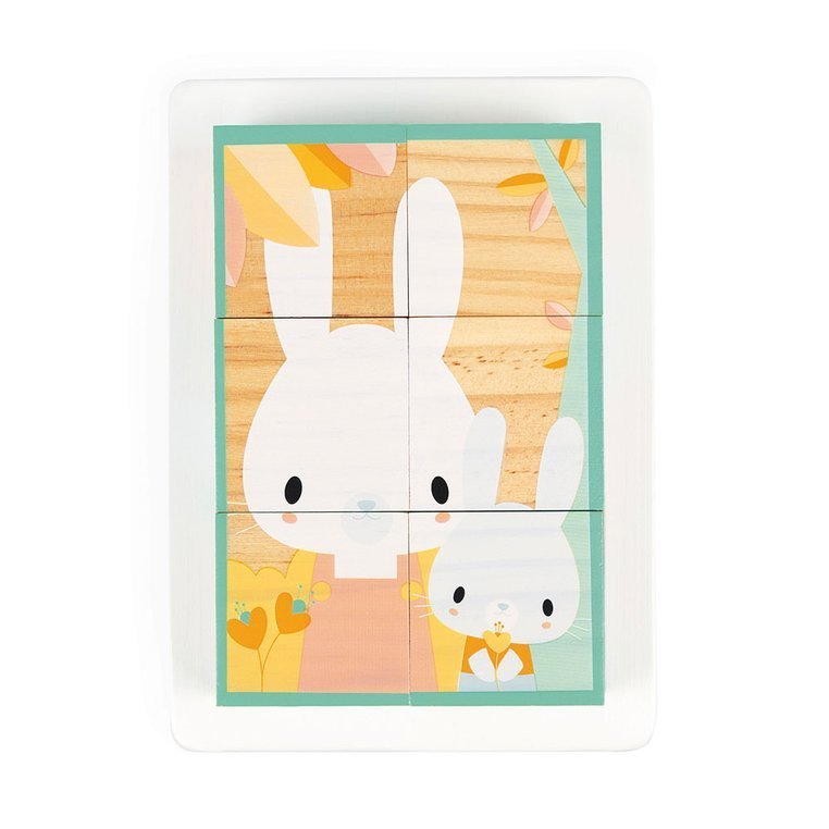 Janod Klocki Drewniane Puzzle Pure 6el 1+