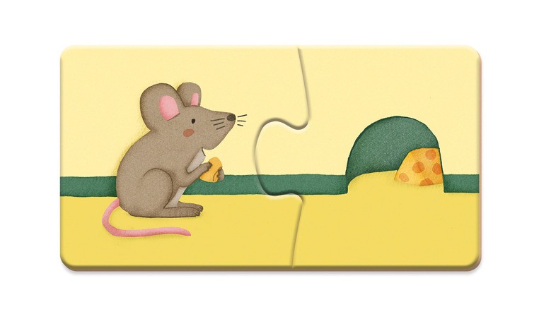 Janod Dwuczęściowe puzzle Zwierzęta i domki 20el 2+