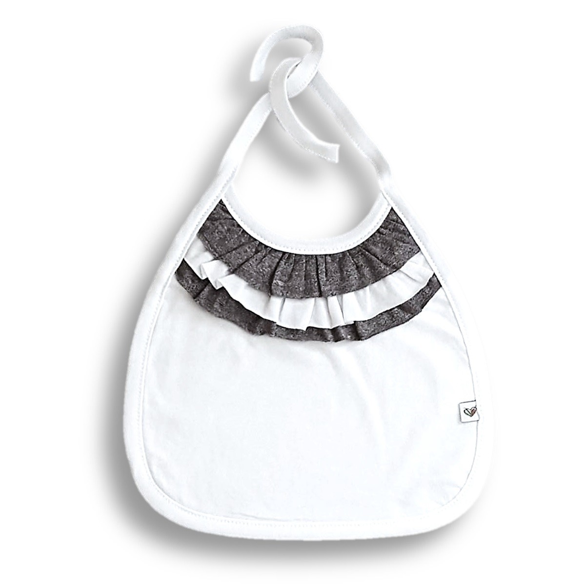 Nanaf Organic Śliniak Falbanka Bambusowo-Bawełniany Biało-Szary