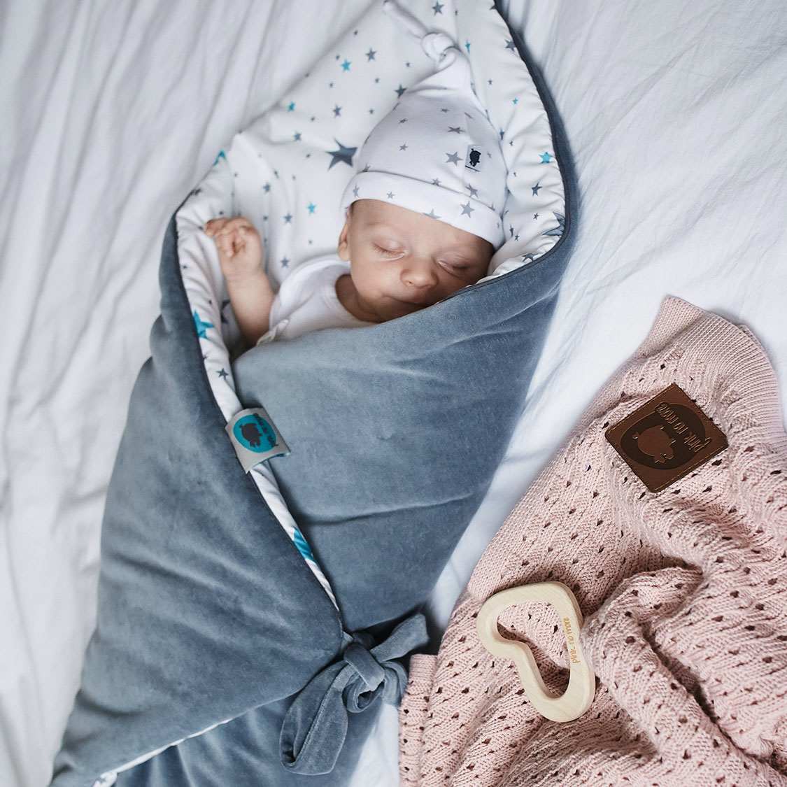 Rożek niemowlęcy GWIAZDKI & ANTRACYTOWY WELUR 3w1