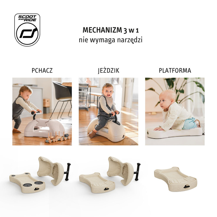 SCOOTANDRIDE My First Ewolucyjny jeździk pchacz 3w1 6 m+
