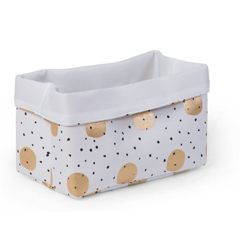 Childhome Pojemnik Płócienny Złote Grochy 32x20x20cm