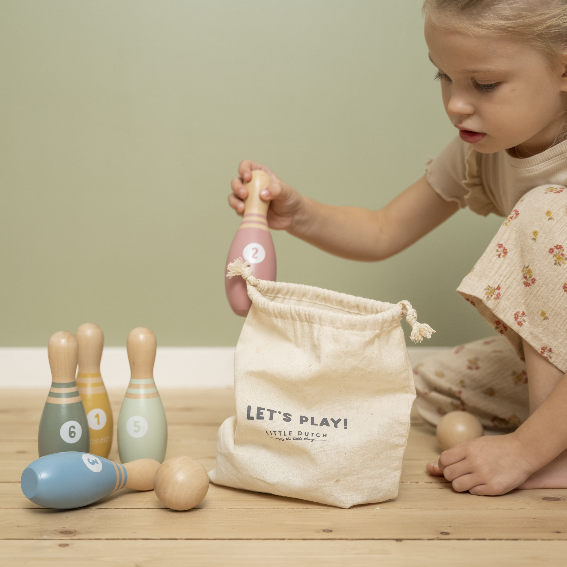 Little Dutch Kręgle dla dzieci Drewniane 6+m