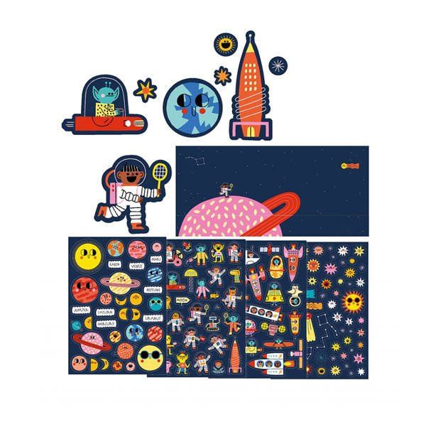 Londji Naklejki Wielorazowe Kosmos 150 el 3+