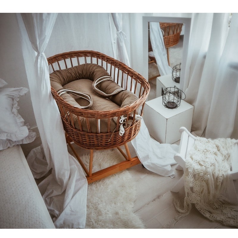 Hi Little One Kokon Gniazdko Muślinowy Newborn Nest Dark Oak Light