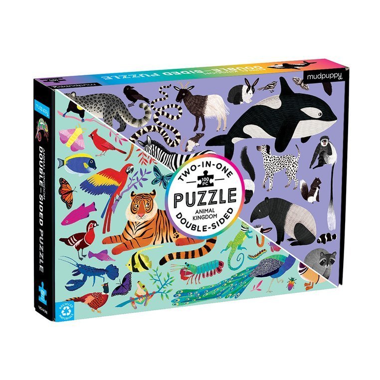 Mudpuppy Puzzle Dwustronne Królestwo Zwierząt 100el 6+