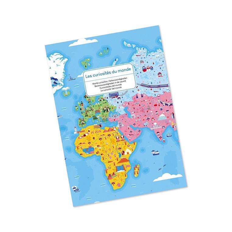 Janod, Puzzle edukacyjne z figurkami 3D Cuda świata 350 elementów 7 +