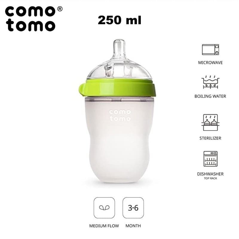 Comotomo Butelka Antykolkowa Mom's Breast 250 ml Zielona