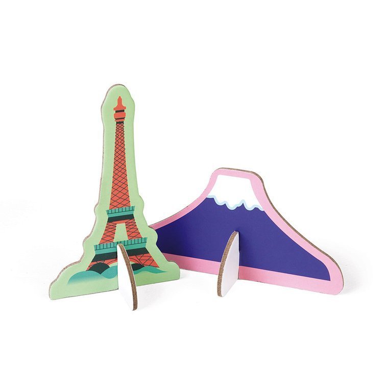 Janod, Puzzle edukacyjne z figurkami 3D Cuda świata 350 elementów 7 +