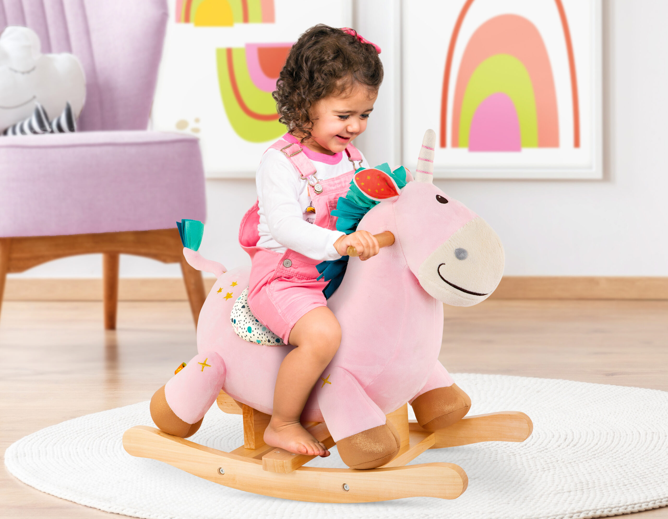 B.toys Pluszowy Jednorożec na biegunach Rodeo Rocker 18m+
