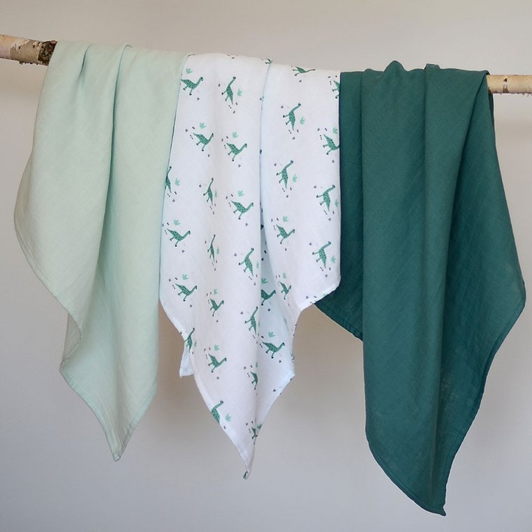 Beaba Muślinowe Pieluszki-Kocyki Organic 70x70cm 3szt Jurassic