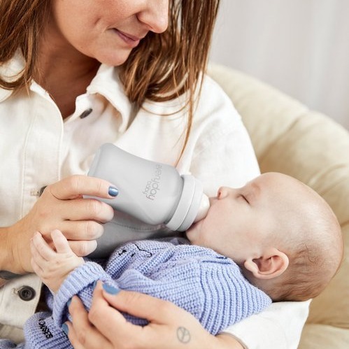 Everyday Baby, Szklana butelka ze smoczkiem S, 150 ml - szara