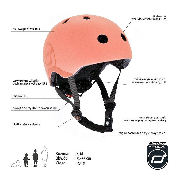 Scootandride, Kask S-M dla dzieci 3+ Peach kolekcja Icecream 2020