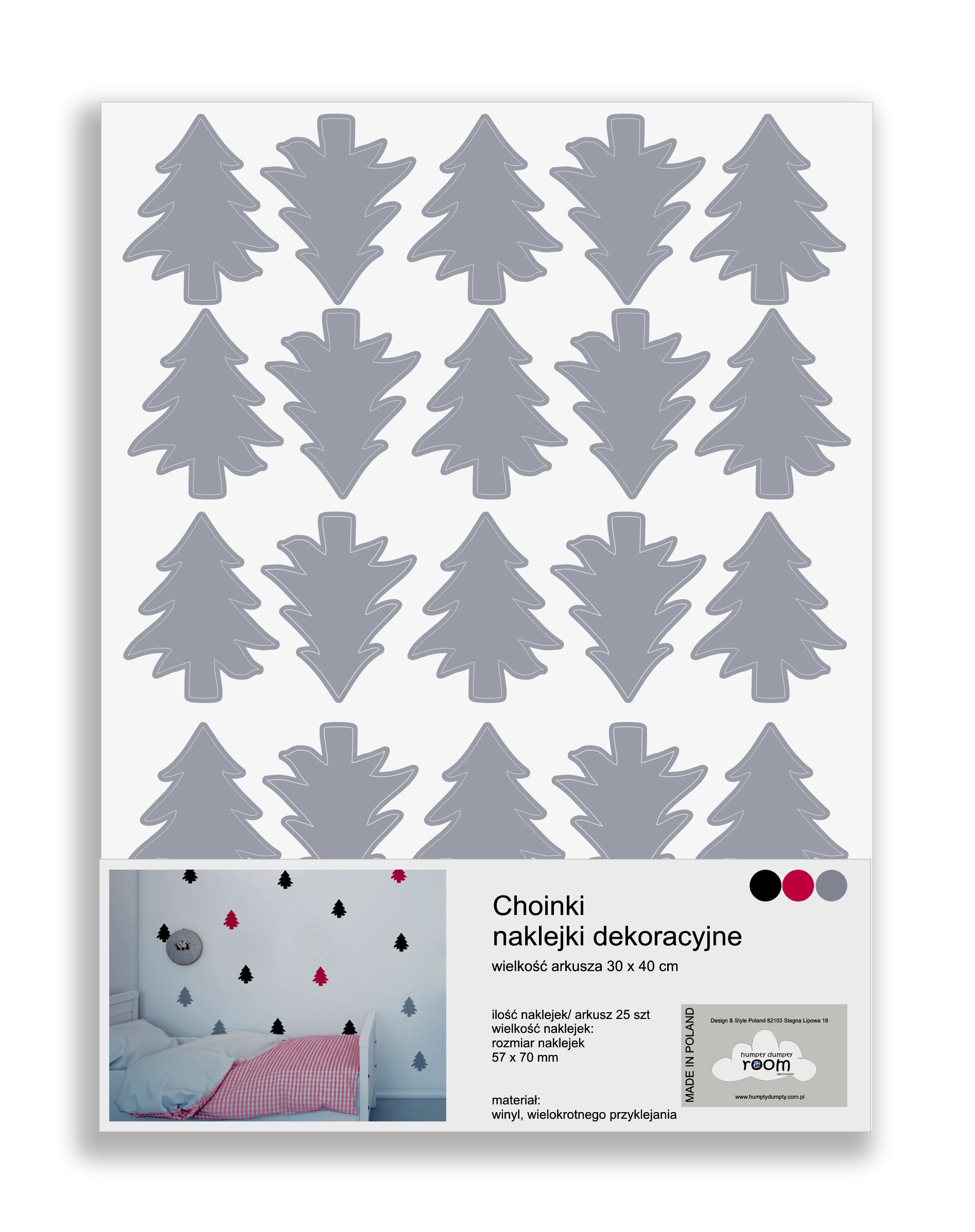Naklejki ścienne choinki szare