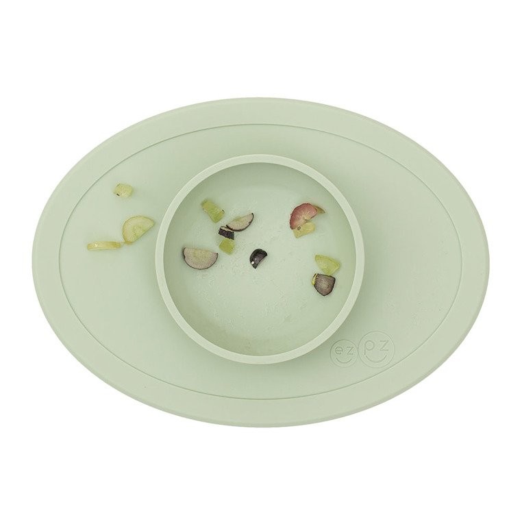 EZPZ Komplet naczyń silikonowych First Foods Set 6m+ pastelowa zieleń