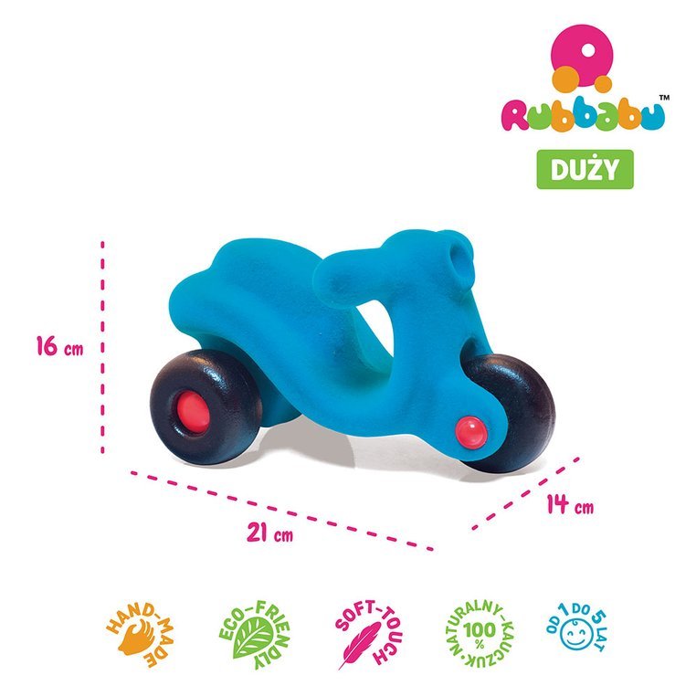 Rubbabu Skuter Sensoryczny Turkusowy Duży 1+ Naturalny Kauczuk