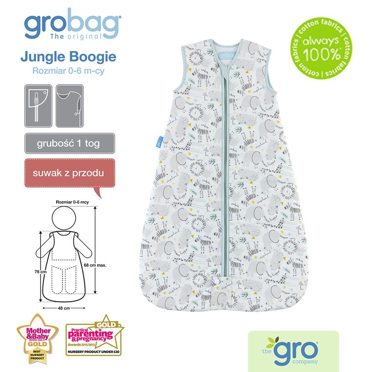 Gro Company Śpiworek Jungle Boogie Travel 1 tog 0-6 m-cy