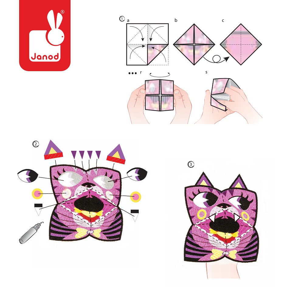 Janod Zestaw Kreatywny Origami Kolorowe Zwierzątka 6+ lat