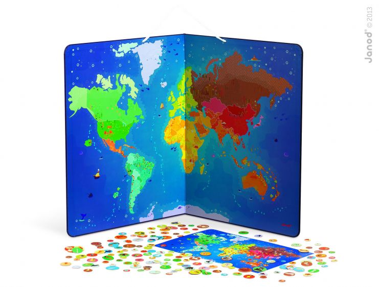 Janod Magnetyczna Mapa Zwierzęta Świata 3+