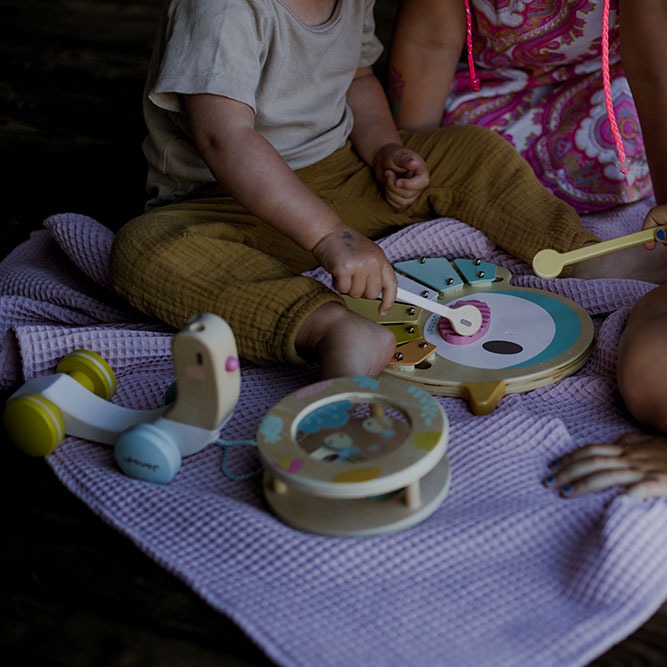 Janod Ślimak do ciągnięcia z cymbałkami 12m+