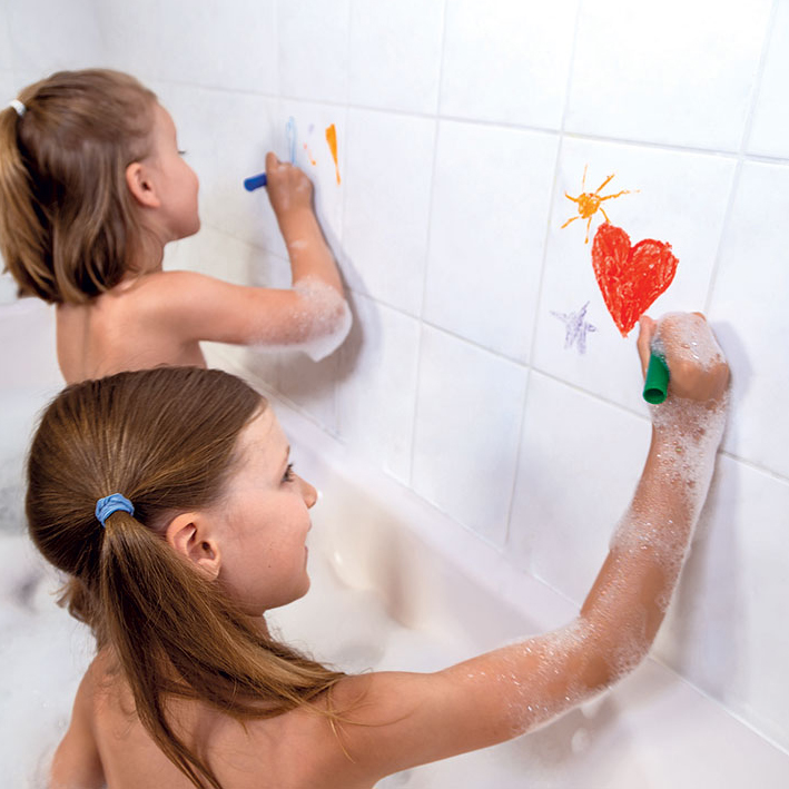 Janod Kredki do kąpieli 6 kolorów z gąbką 3+